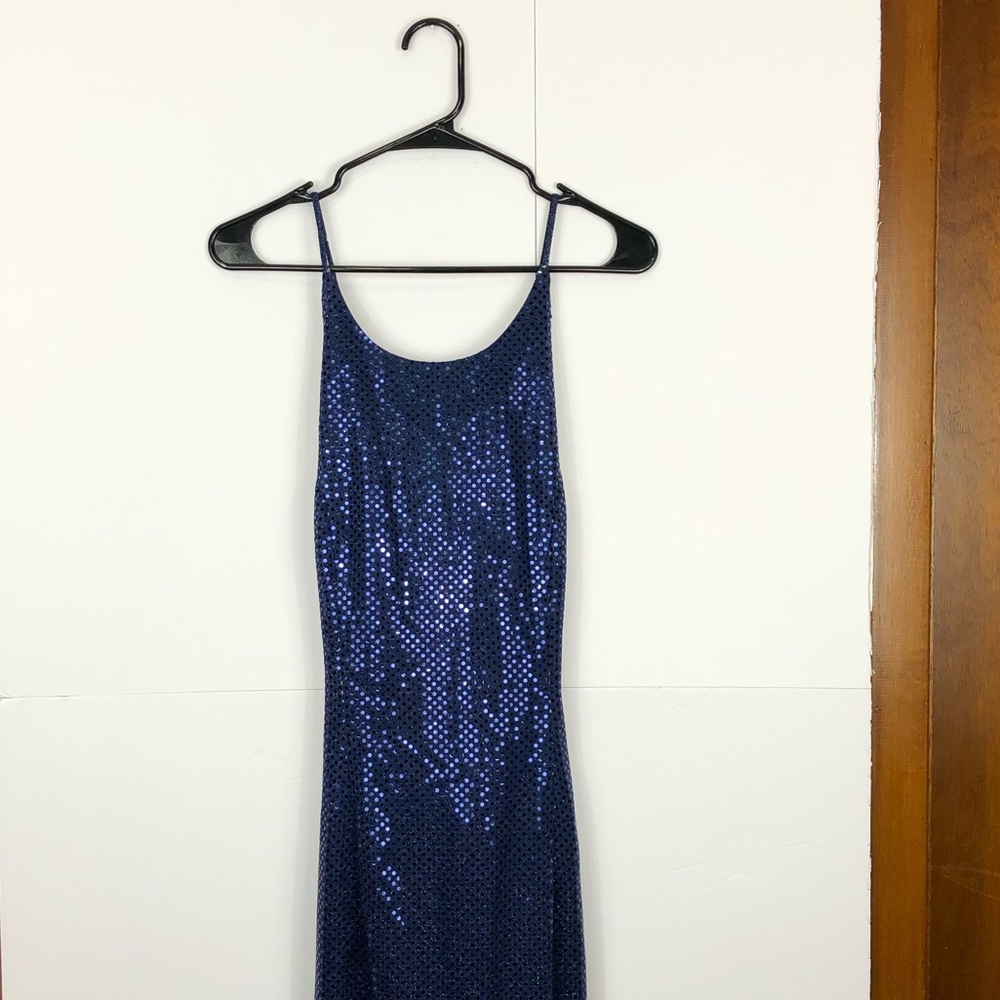 Vintage Blue Sequin‎ Maxi Dress Sz 3